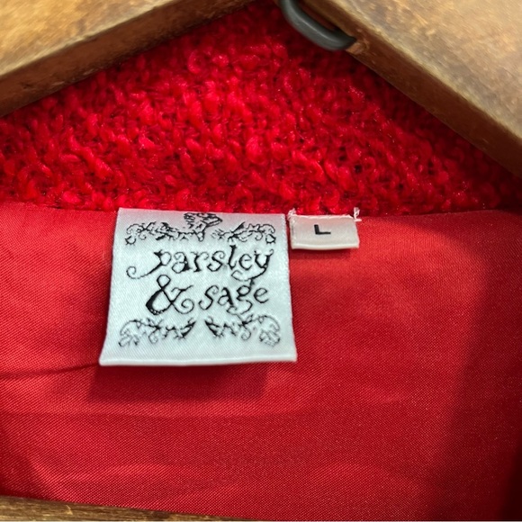 Parsley & Sage Red Hat Society Applique Jacket Button Front Long Sleeve Large - Picture 9 of 11